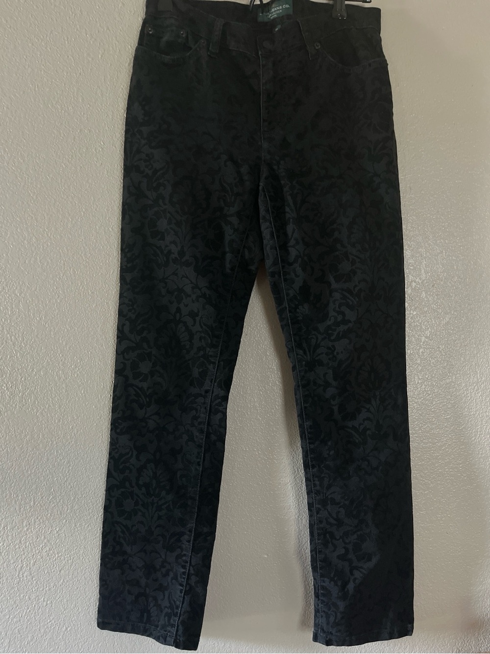 Lauren Ralph Lauren Black Damask Straight-Leg Jeans